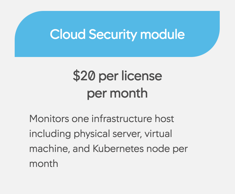 Cloud Security Module: $20 per license per month